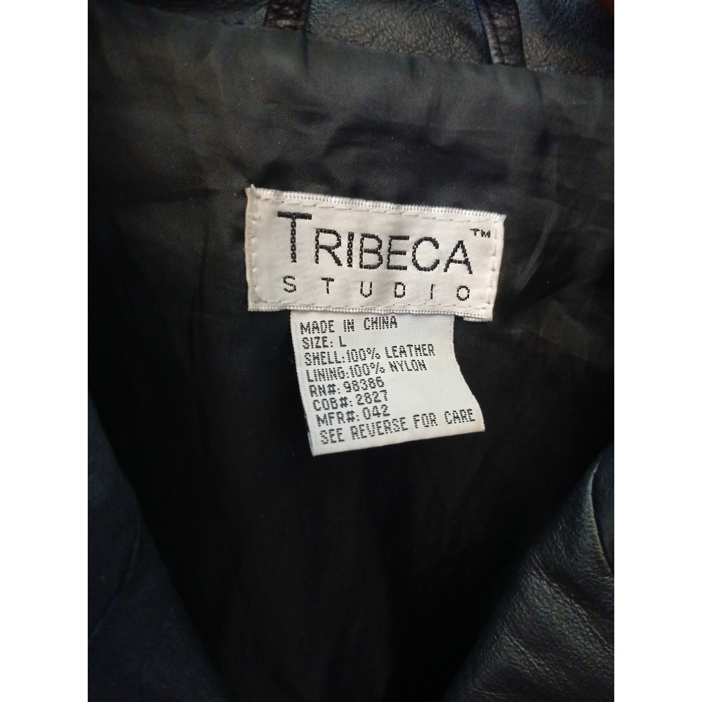 Vintage Tribeca Studios Black 100% Leather Blazer Jacket, size Large, Button Up - Picture 7 of 7